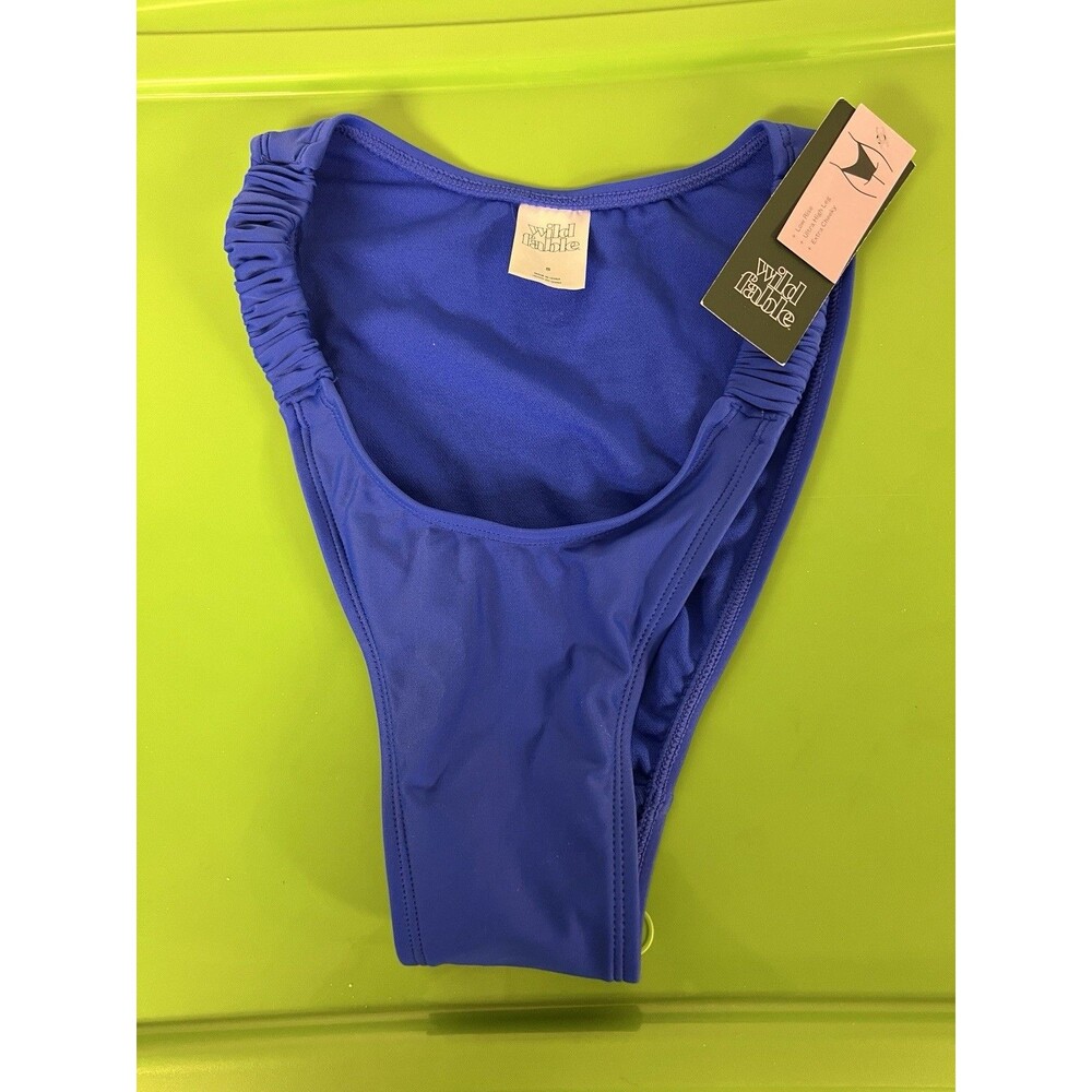 Wild Fable Women's Low-Rise Extra Cheeky Ultra High Leg Bikini Bottom Blue S 4-6